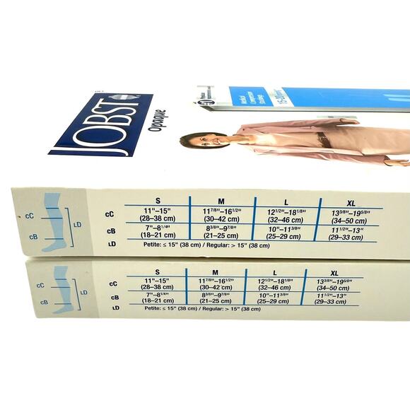 2 Pair JOBST Opaque Knee Petite Medium 15-20 mmHg Natural Compression Stockings - Picture 5 of 6